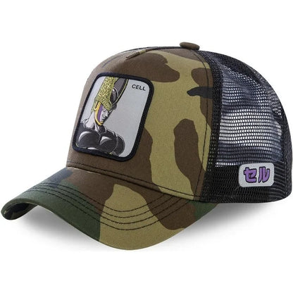 Cappellino da viaggio estivo Dragon Ball Buu Goku per uomo, con visiera, ricamo, stile hip-hop, visiera parasole, regolabile, in rete, tipo "trucker"