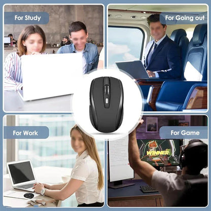 Wireless Mouse Silent 2.4G Wireless Mouse, Portable Optical Wireless Mouse with Adjustable 1600 DPI, USB Nano Receiver, Silent Wireless Mouse for Laptop, PC, MacBook & Notebook