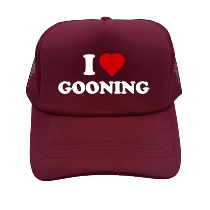 Sjove „I Love Gooning“-baseballkasketter – Cool sommerhat til mænd i netstof – Humoristisk truckerkasket – Unisex udendørs kasketter i netstof – MZ-080