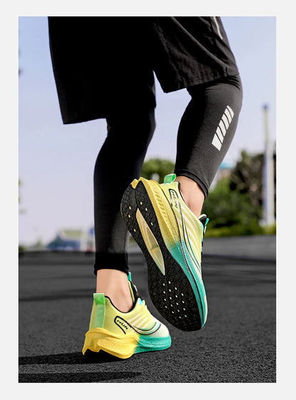 Men's Cushioning Running Shoes with Carbon Plate Marathon Women Lightweight Casual Sneakers for Jogging Workout Fitness Exercise