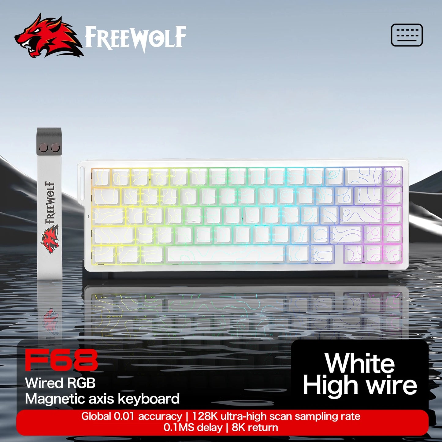 Magnetische Switch-Tastatur ATTACK SHARK X68HE kabelgebunden und FREEWOLF F68 kabelgebunden F68Pro kabellos für Pro-Gaming 8K Hz 0.01mm Rapid Trigger