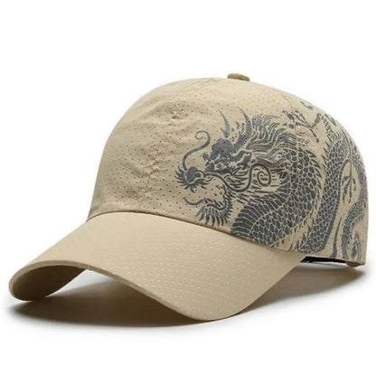 1 pcs Men's Printed Chinese Style Dragon Pattern Quick-Drying Mesh Baseball Cap Outdoor Leisure Fashion Sun Protection