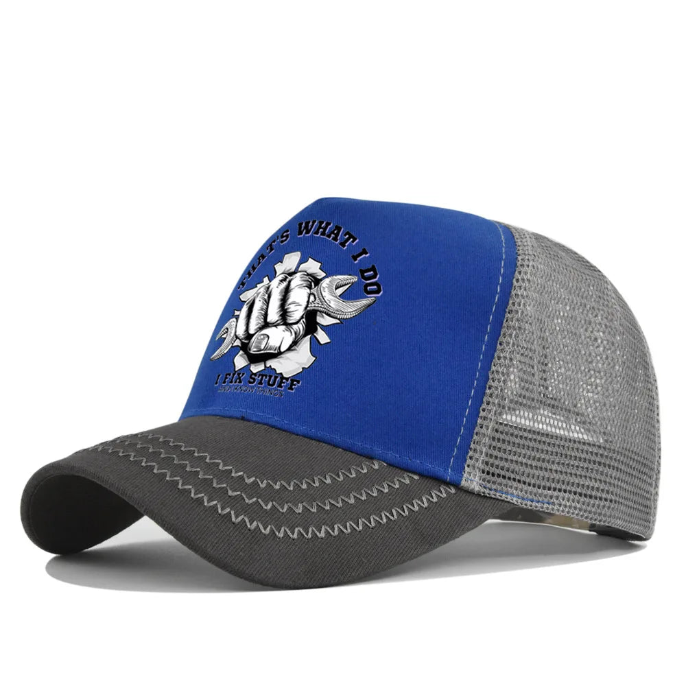 Modebaseballkasket i printet, åndbart net til forår/sommer – Gorras med personligt logo til mænd, kvinder og par – Visirhat, casquette
