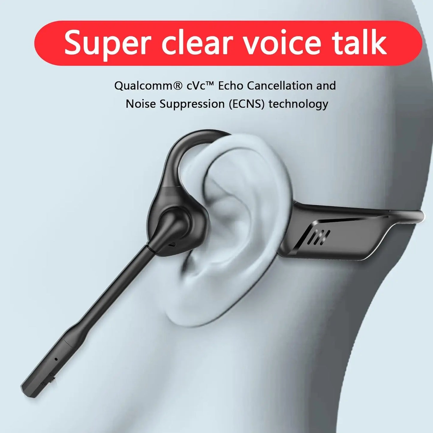 Open Ear Bluetooth 5.1 Headset Wireless Headphones with AptX HD, Noise Cancelling Mic, Waterproof Sports Headset, 24H Battery Life