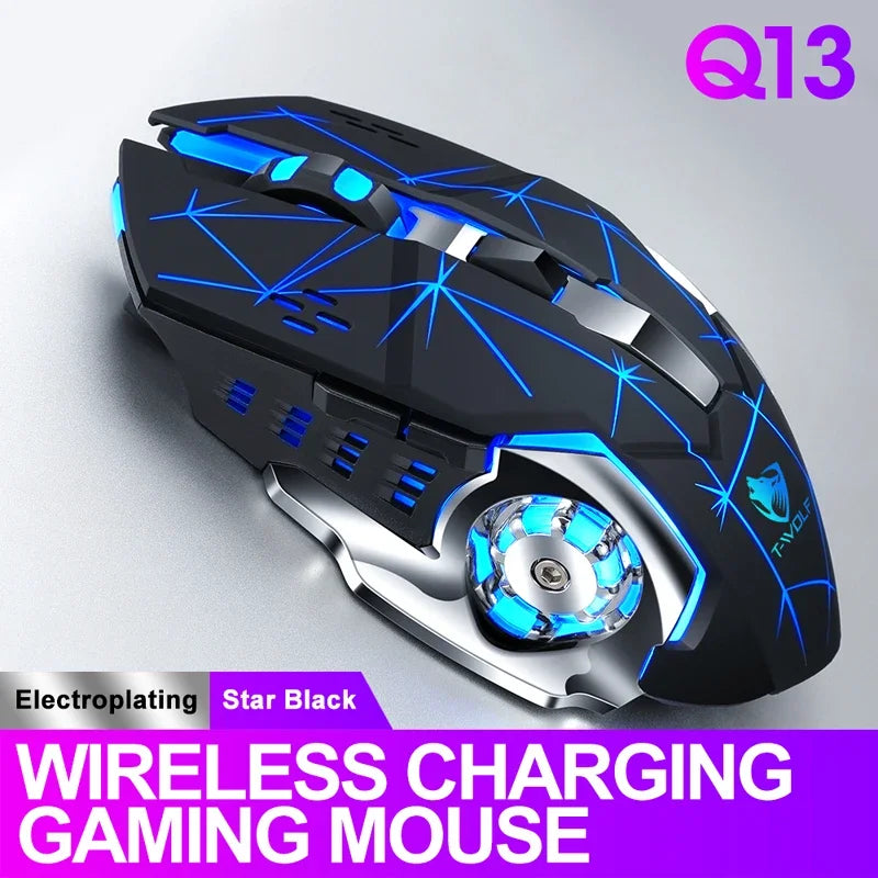 Rechargeable Wireless Gaming Mouse with RGB Backlit, Silent Click, Ergonomic Optical Wireless Mouse for PC, Laptop & Desktop, 2400 DPI