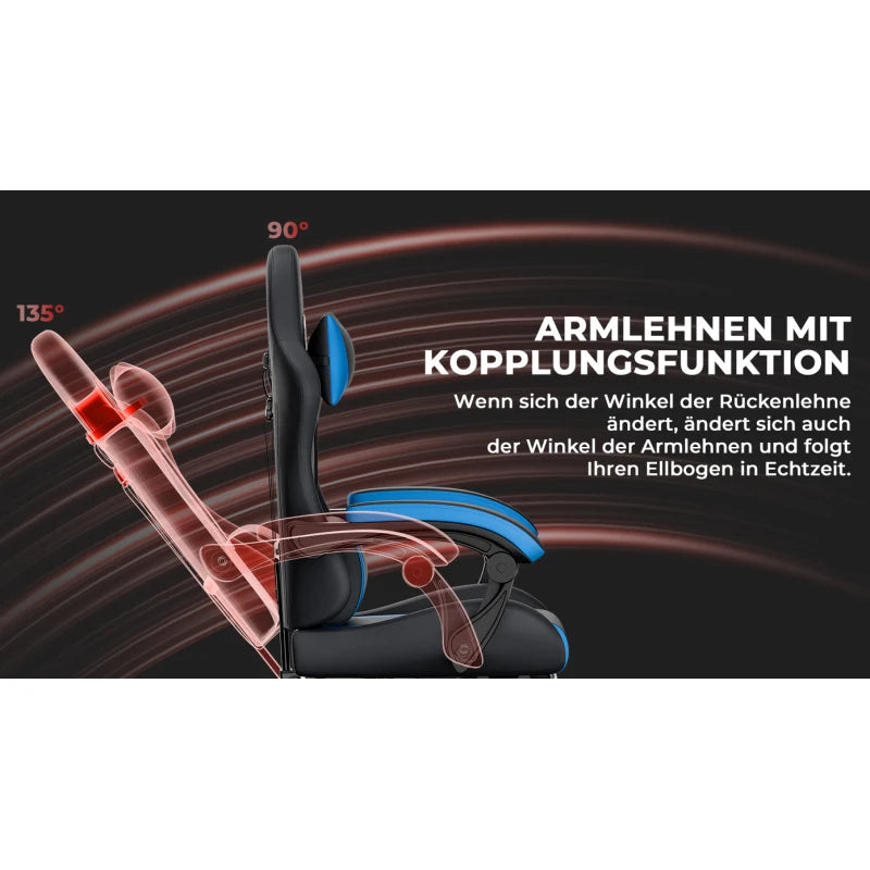 Ergonomic Gaming Chair with Lumbar Support & Headrest, Adjustable Office Desk Chair, 360° Swivel Computer Chair with Breathable Fabric