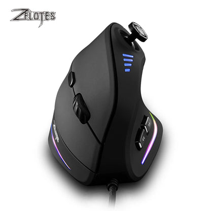 ZELOTES C-18 vertikalni miš s 11 tipki, optički miš s RGB joystickom, programabilni laserski gaming miš za PC računalo i gamere