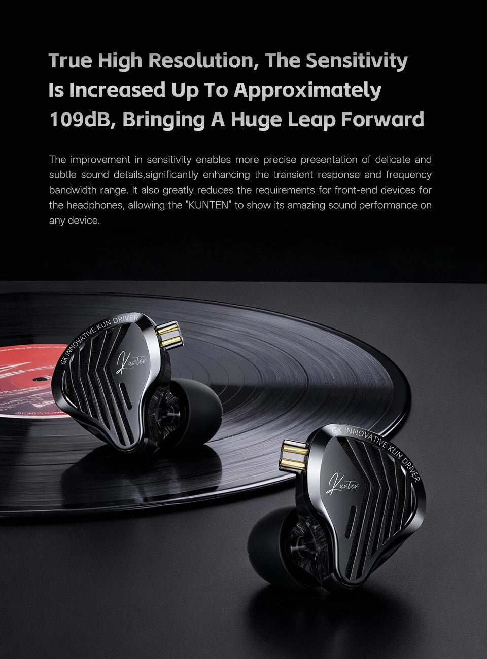 GK KUNTEN HiFi Dynamic Driver Earphones Wired In-Ear Headphones with Microphone, Detachable Cable DJ Music Earbuds, Professional HiFi Audio Earphones
