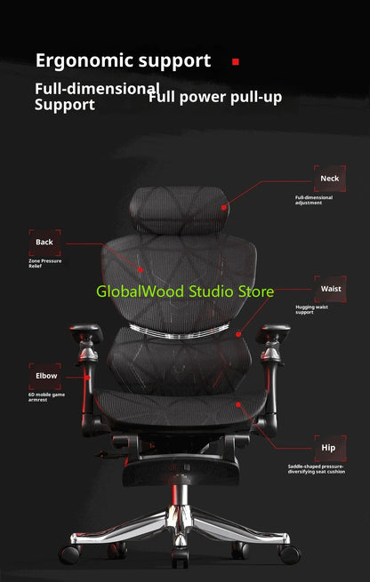 Ergonomic Office Chair with Wheels, Adjustable Desk Chair with Armrests, Comfortable Swivel Gaming Chair, Lumbar Support Executive Chair for Home Office