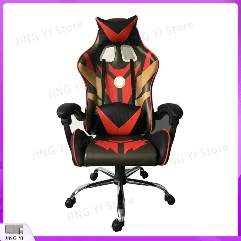 Chaise de jeu ergonomique avec fonction de massage, hauteur réglable, inclinable, en cuir PU, chaise de bureau, pédale repose-pieds, chaise d'ordinateur