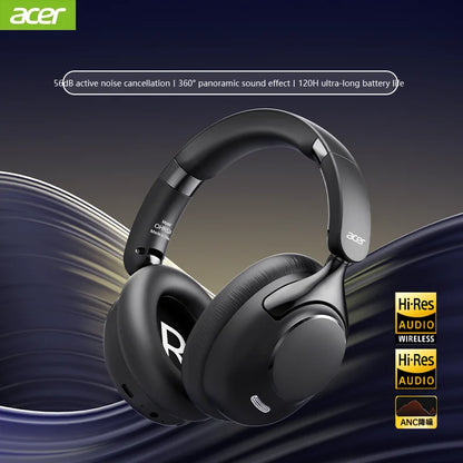 Acer OHR524 ANC Wireless Bluetooth Headphones 360° Surround Sound Gaming Headset with HD Mic, Noise Cancellation & 100H Battery