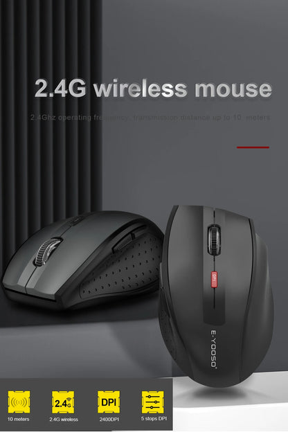 E-YOOSO E-1010 USB 2.4G Wireless Gaming Office Mouse, 2400 DPI Optical Game Mice, Ergonomic for Laptop PC Computer