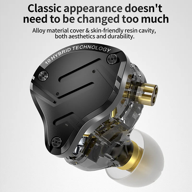 KZ ZS10 Pro X Wired HiFi Earphones Hybrid Driver In-Ear Monitor Earbuds with Powerful Bass, Music Headphones for Audiophile Sound