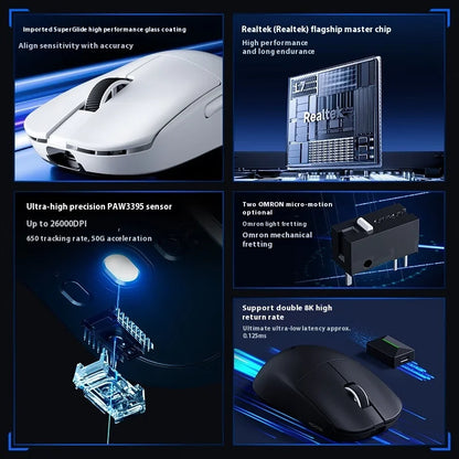 MCHOSE L7 Pro Wireless Gaming Mouse PAW3395, 8K Polling Rate, 39g Ultra-Lightweight Wireless Gaming Mouse with Bluetooth & 2.4GHz