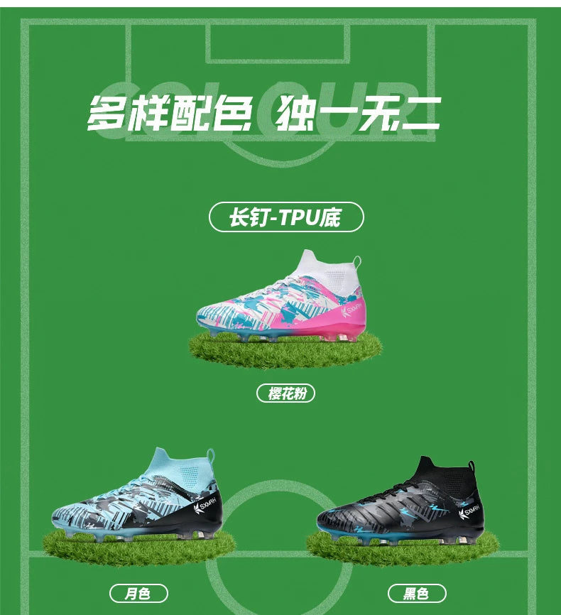Genuine Double Star Men's High-Top AG Long Stud Football Boots, Professional Match & Training Shoes for Teenagers and Adults