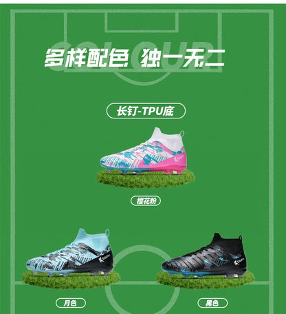 Genuine Double Star Men's High-Top AG Long Stud Football Boots, Professional Match & Training Shoes for Teenagers and Adults