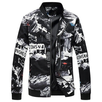 Spring and Autumn Men's Flower Jacket, Large Size Urban Casual Jacket, Multicolor Available