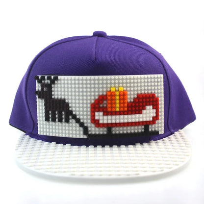 Tegneserie-patchwork-baseballkasketter, DIY-blokke, snapback-kasketter, hiphop-kasketter til mænd og kvinder, aftagelige pixel-kasketter, dad hats, kasketter til børn og voksne