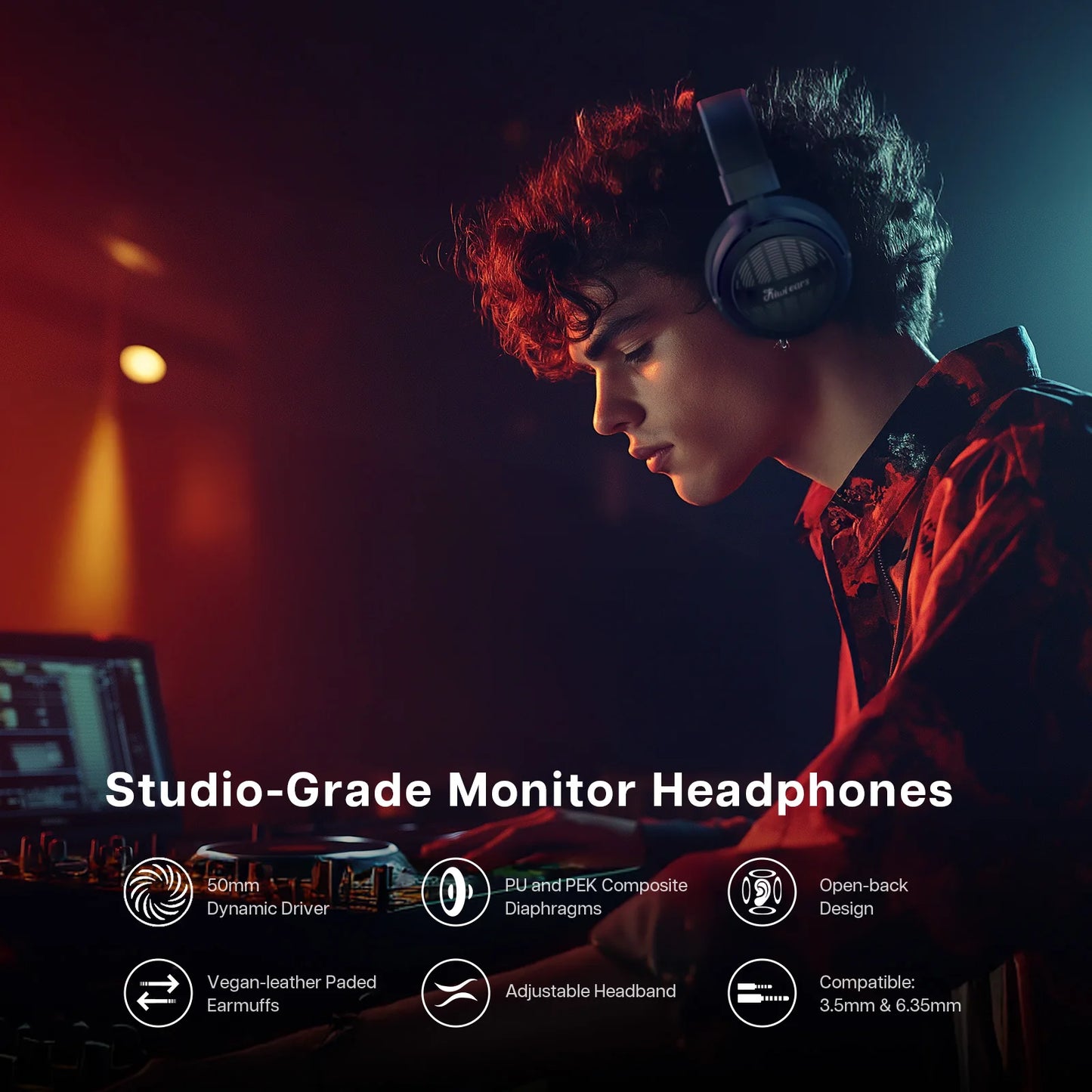 Linsoul Kiwi Ears Ellipse Studio-Grade Open-Back Dynamic Driver Headphones with Detachable Cable, Hi-Fi Bass Over-Ear Wired Headset