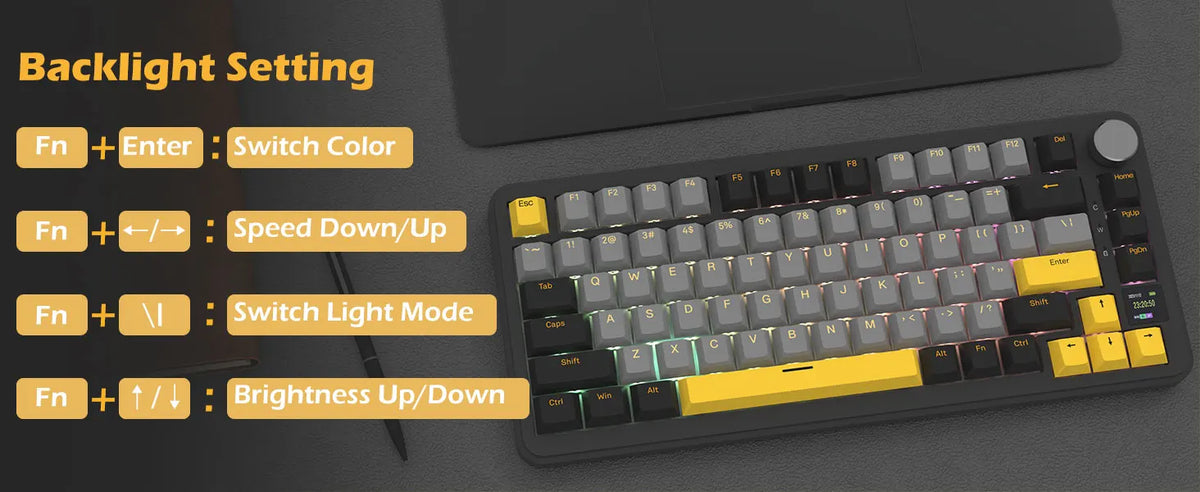 ATTACK SHARK X85 Pro 75% Mechanical Keyboard Wireless RGB Gaming Keyboard with Display Screen, Knob, Hot Swappable Gasket Mount, Bluetooth, 2.4GHz & Wired