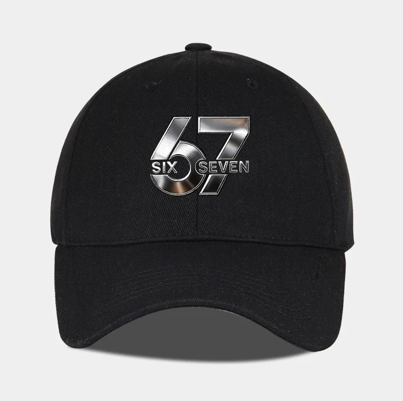 Metallic Number 67 "Six Seven" Print Baseball Cap Adjustable Unisex Streetwear Sun Hat