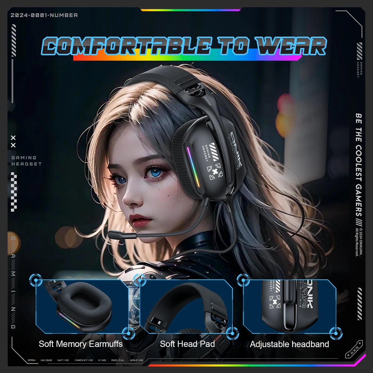 ONIKUMA Noise Cancelling Headphone Wired Game Headset Music Earphones 3.5MM Suitable For Computer Laptop With Microphone X12
