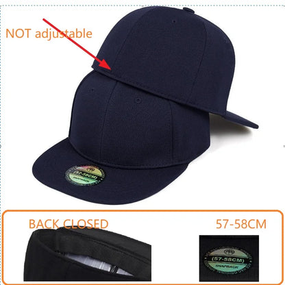 Adult Back Closed Baseball Cap for Small Head Lady Man Blank Hiphop Snapback Hat Fitted Flat Caps 57cm to 59cm