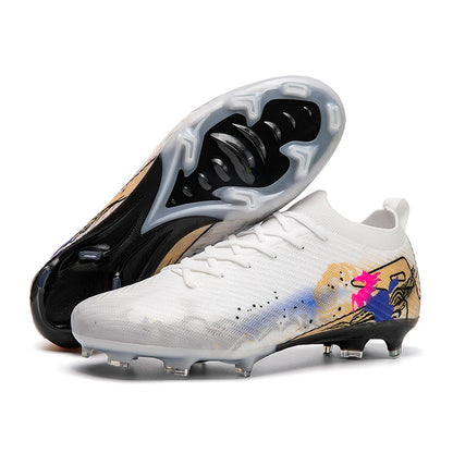 New Men Football Boots Cleats Non-Slip Match Ultralight Soccer FG Training Shoes Soccer Shoes Long Spikes Outdoor Drop Shipping