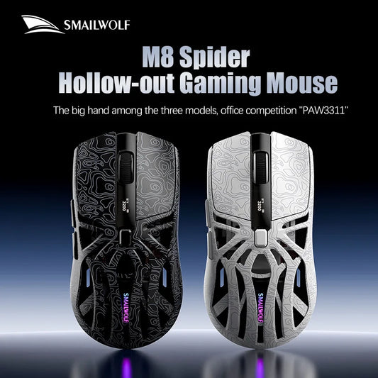 SMAILWOLF M8 Bluetooth Wireless Gaming Mouse, Tri-Mode RGB Rechargeable Mouse with PAW3311 Sensor, 12000 DPI Lightweight Gaming Mouse for PC & Office