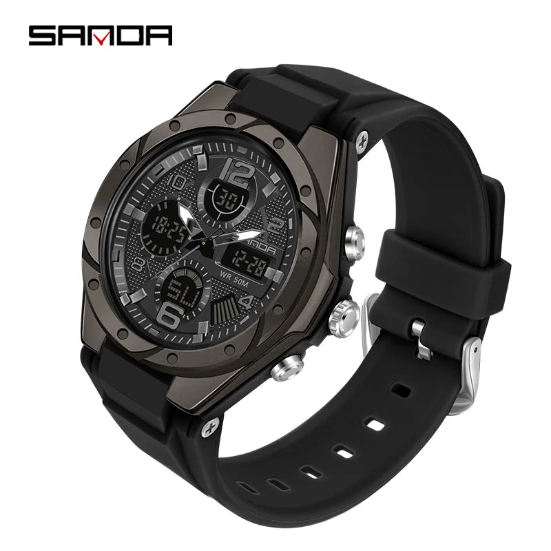 SANDA Top Brand New Lady Luxury Ms LED Digital Sport Watch Leisure Fashion Quartz Watch Women Girl Military 50M Waterproof Watch