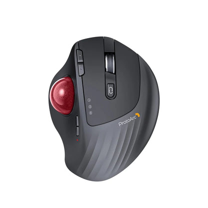 ProtoArc EM01 NL Wireless Trackball Mouse, Ergonomic Bluetooth Thumb Trackball Mouse, Rechargeable Multi-Device Wireless Mouse for Laptop, PC & Mac