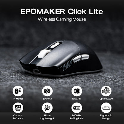 EPOMAKER Click Lite Wireless Gaming Mouse, Tri-Mode Bluetooth & 2.4GHz Gaming Mouse, PAW3311 Sensor, 24000 DPI, 59g Lightweight Rechargeable Gaming Mouse