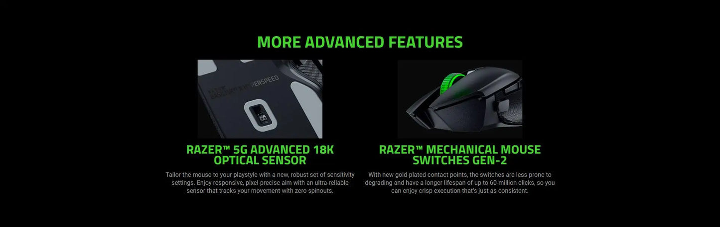 Razer Basilisk V3 X HyperSpeed Wireless Gaming Mouse, 18K DPI Optical Sensor, Chroma RGB, HyperSpeed 2.4GHz & Bluetooth Ergonomic Gaming Mouse