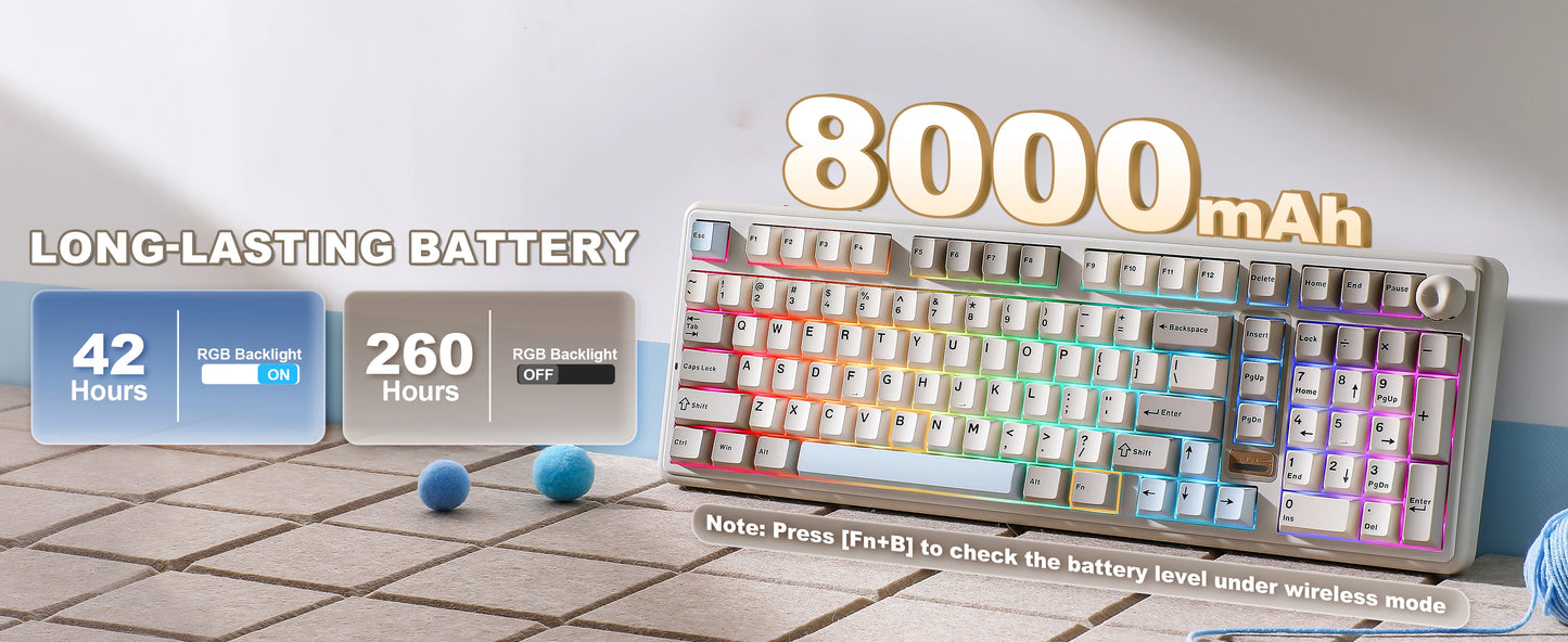 YUNZII B98 PRO QMK/VIA Wireless Mechanical Keyboard, 96% Layout Custom Gaming Keyboard, Hot-Swap Gasket RGB Keyboard for Win/Mac