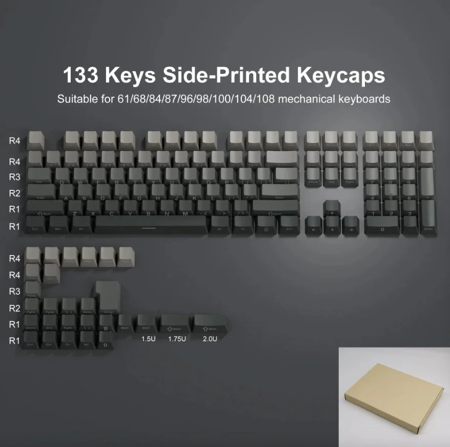 Daylight Cherry Keycaps PBT Translucent Gradient Keycaps for MX Mechanical Keyboards, Side Engraved Cherry Profile PBT Keycap Set