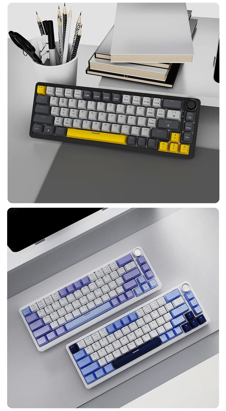 AJAZZ AK690 Clavier mécanique à 65 %, toutes les touches remplaçables à chaud, filaire USB Plug-and-Play, rétroéclairage mixte, 68 touches, clavier gaming pour ordinateur portable et PC