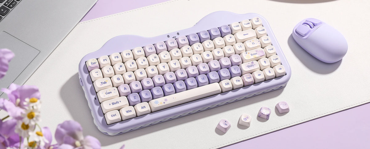 YUNZII C75 Wireless Mechanical Keyboard, 75% Creamy Hot Swap Custom RGB Keyboard, Gasket Cute Cake Design, for Win/Mac/Gaming