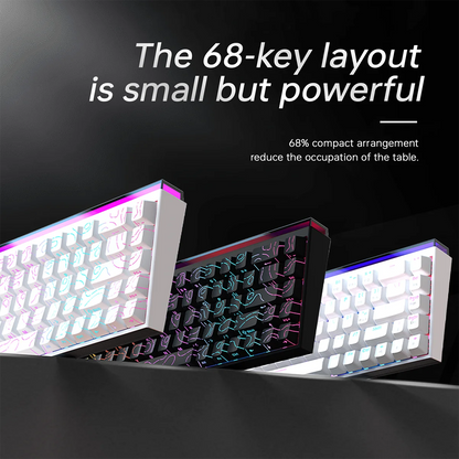 AJAZZ Mini 65% Gaming Mechanical Keyboard, 68 Keys with Red Switches, Compact Wired Office Keyboard, Stunning Lighting Effects, Self-Service Plug and Play, Supports Multiple Systems, Suitable for Gaming Mechanical Backlit Key