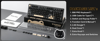 YUNZII B98 PRO QMK/VIA Wireless Mechanical Keyboard, 96% Layout Custom Gaming Keyboard, Hot-Swap Gasket RGB Keyboard for Win/Mac