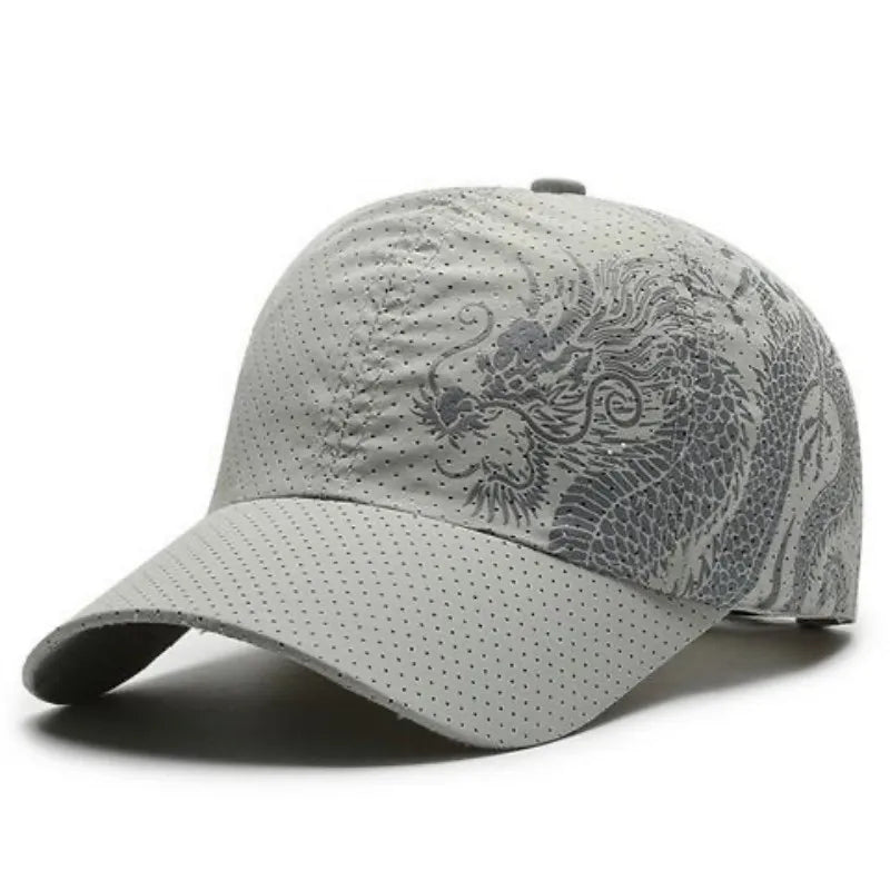 1 pcs Men's Printed Chinese Style Dragon Pattern Quick-Drying Mesh Baseball Cap Outdoor Leisure Fashion Sun Protection