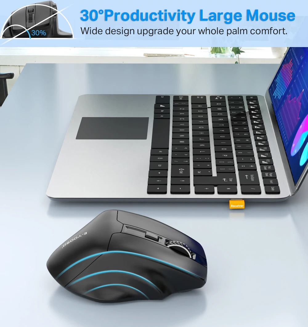 E-YOOSO X-31 Wireless Gaming Mouse for Big Hands, USB 2.4G Ergonomic Gaming Mouse, 4800 DPI Optical Mouse with 5 Buttons for PC & Laptop