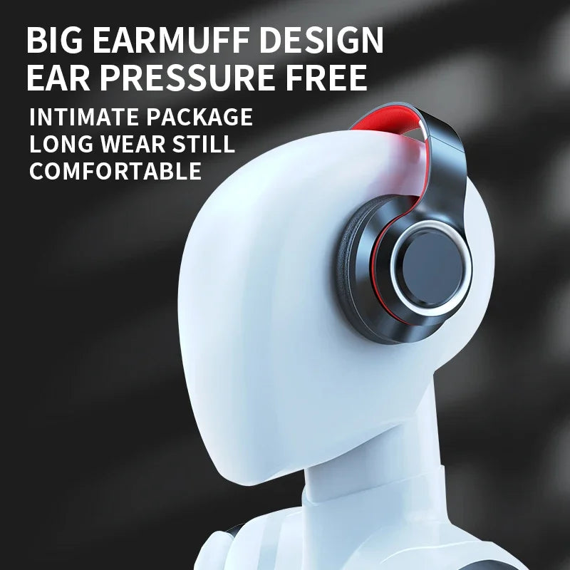 Shoumi Wireless Bluetooth 5.0 Headphones with Mic, TF Card MP3 Player, Deep Bass Over-Ear Gaming Headset with Display Screen