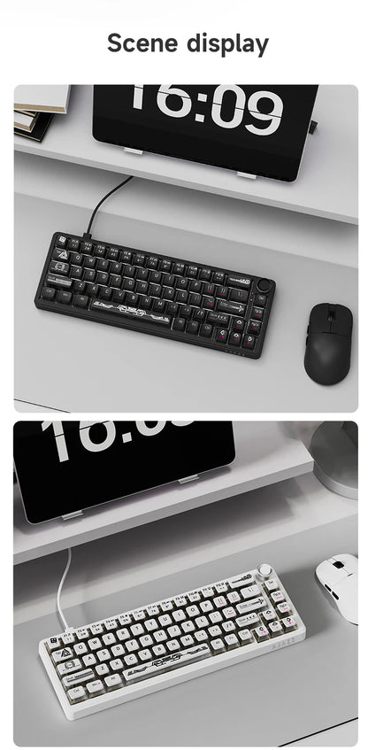 AJAZZ AK690 Clavier mécanique à 65 %, toutes les touches remplaçables à chaud, filaire USB Plug-and-Play, rétroéclairage mixte, 68 touches, clavier gaming pour ordinateur portable et PC