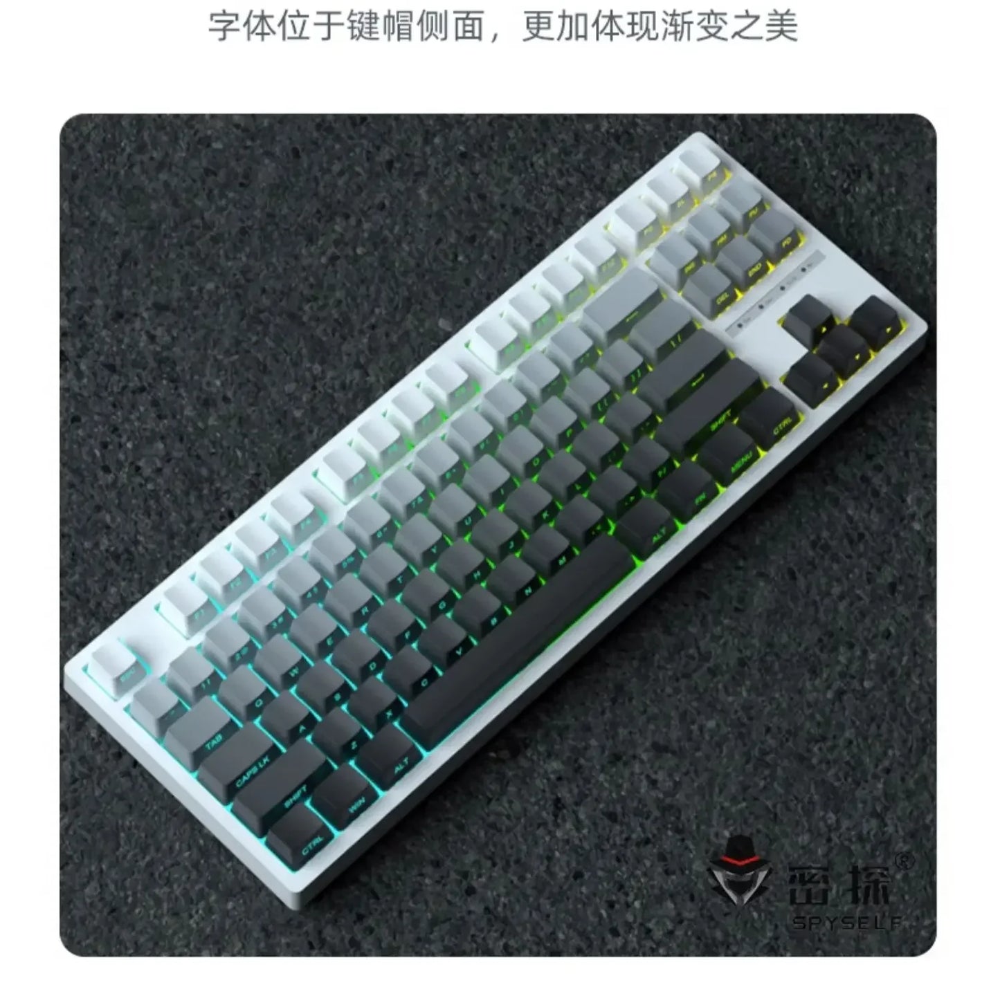Daylight Cherry Keycaps PBT Translucent Gradient Keycaps for MX Mechanical Keyboards, Side Engraved Cherry Profile PBT Keycap Set