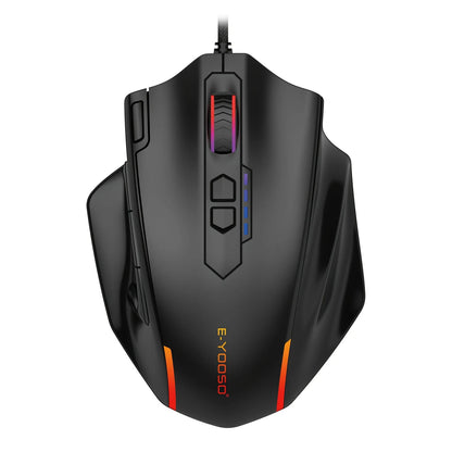 E-YOOSO X-41PRO langallinen suuri pelihiiri, RGB-taustavalaistus, 11 ohjelmoitavaa sivupainiketta, tuki tietokoneille, PC:lle, kannettaville ja Macille