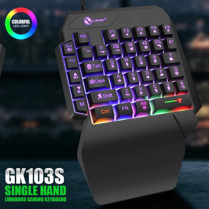 Teclado mini gaming de una mano con 35 teclas, USB, ultradelgado, con cable y retroiluminación, para portátil, PC de sobremesa y smartphone