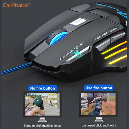 IMICE X7 Optical Gaming Mouse, Wired RGB Gaming Mouse with Adjustable DPI, Ergonomic Anti-Slip Design, 7 Programmable Buttons for PC & Laptop