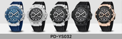 PAGANI DESIGN PD-YS032 Men's Quartz Watch 44mm Japan VK64 Movt Stainless Steel Case Rubber Strap Sapphire Glass 100M Waterproof
