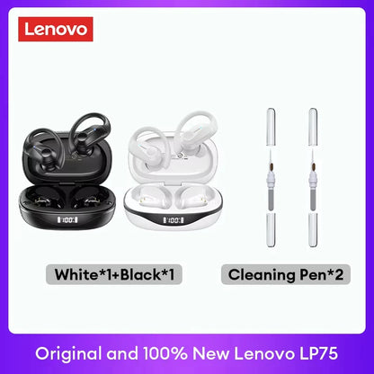 Lenovo LP75 TWS Bluetooth 5.3 Wireless Earphones – LED Display, Noise Reduction, Waterproof True Wireless Earbuds with Microphone & Deep Bass Sound