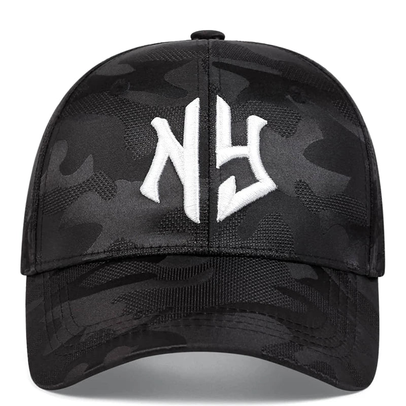 Cappellino da baseball con ricamo di lettere in stile mimetico, cappellino snapback primaverile-autunnale, cappellino sportivo casual regolabile, cappellino protettivo dal sole